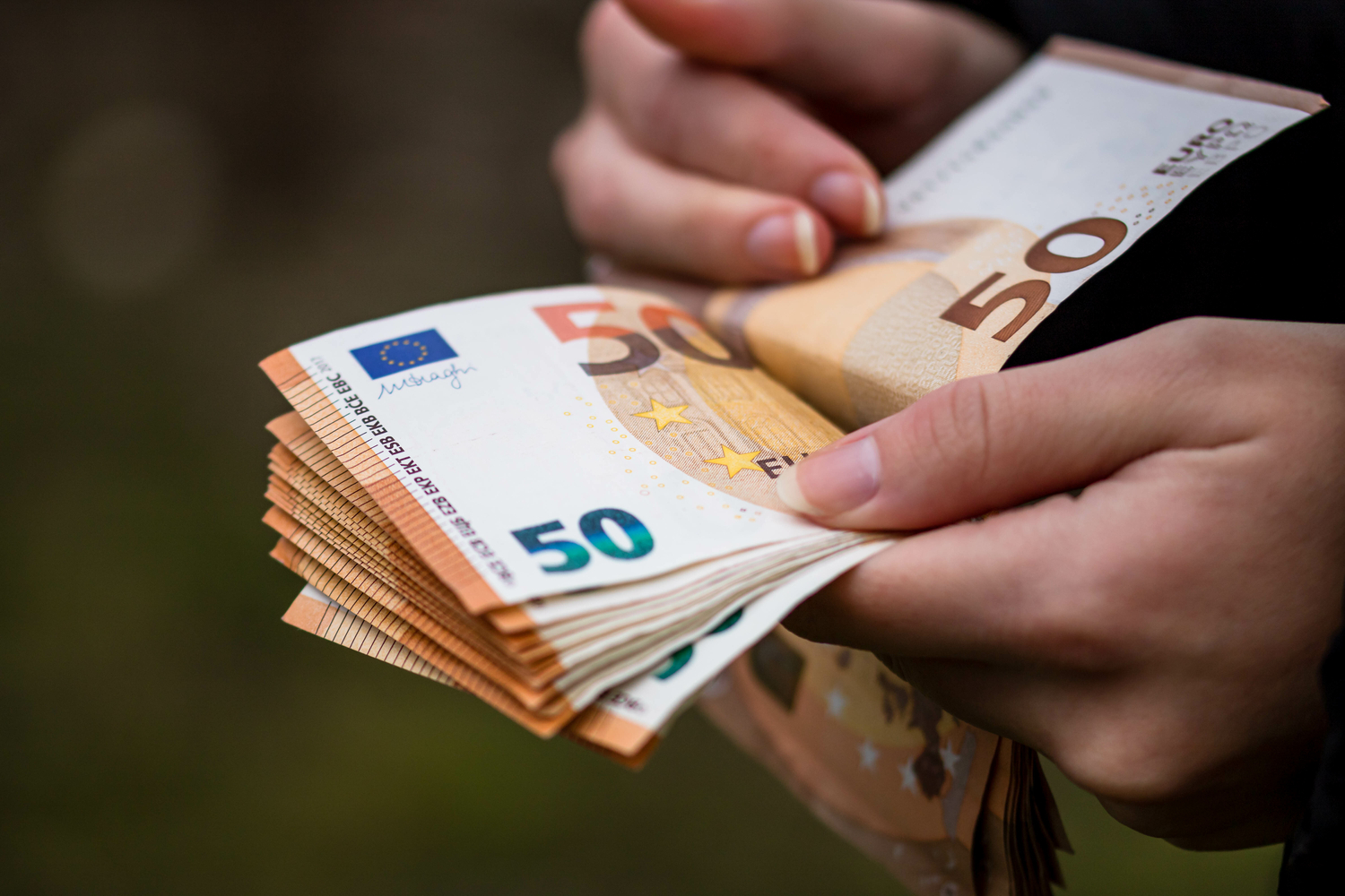 Counting euro banknotes SMALL